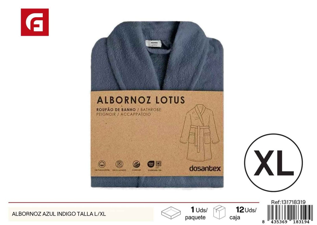 Albornoz azul índigo talla L/XL - Ropa de baño y toallas