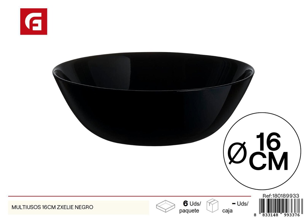 Plato negro multifuncional - 16 cm Zélie negro