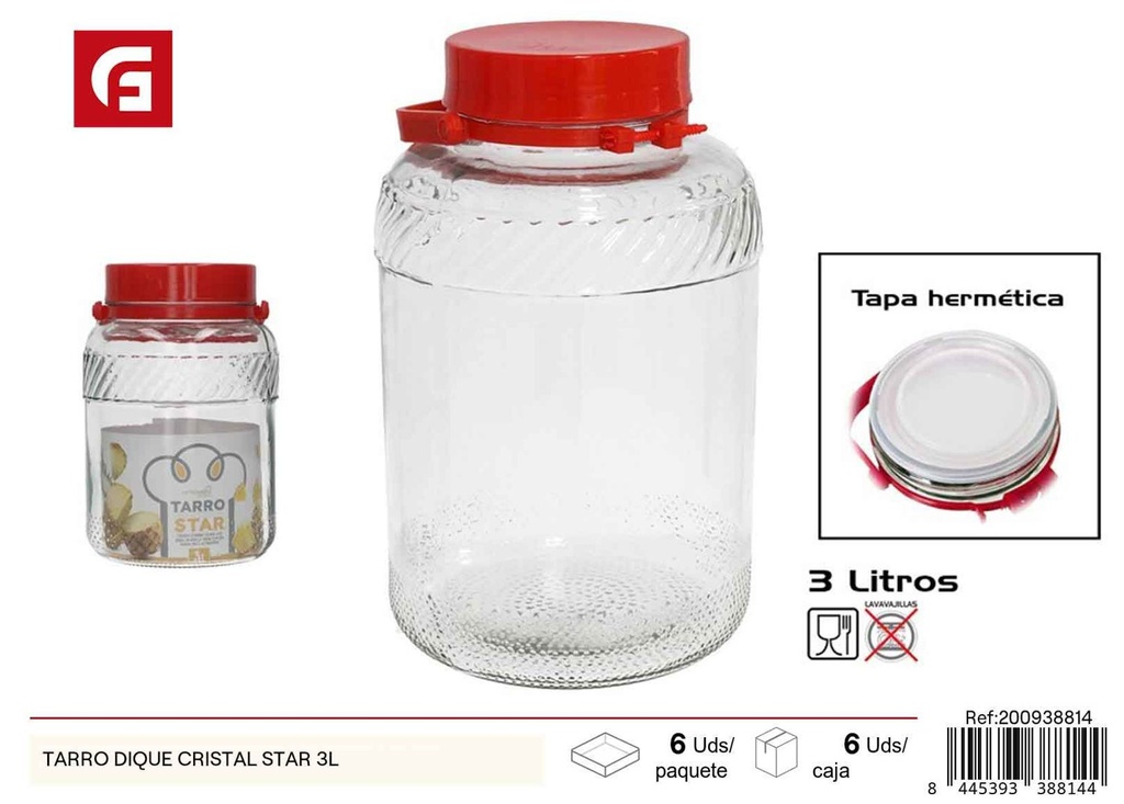 Tarro de cristal estrella 3 L - Tarros y recipientes