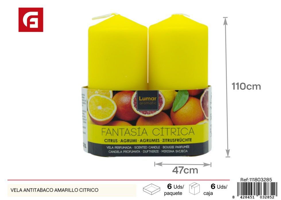 Vela antitabaco amarilla cítrica - Velas aromáticas y ambientadores