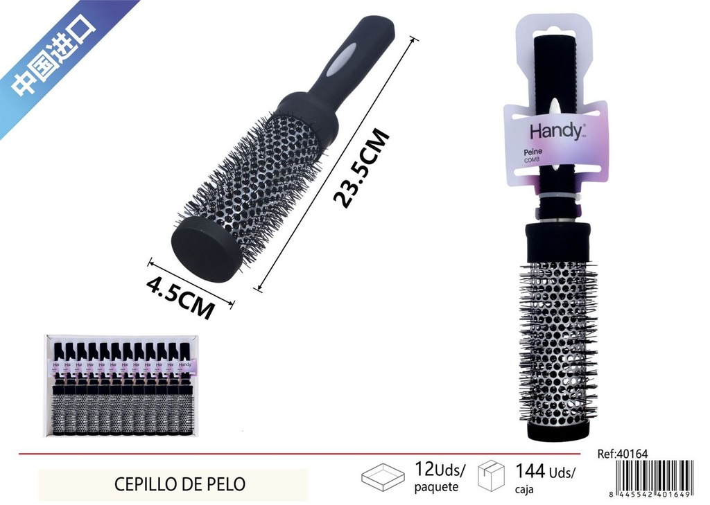 Cepillo de pelo de aluminio con mango redondo - Accesorios de belleza para el cabello