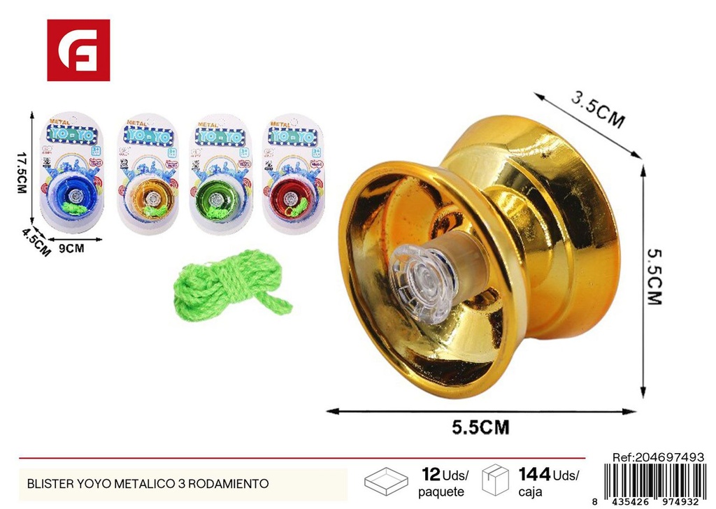 Yoyo metálico 3 rodamientos - Juguetes y habilidades de equilibrio
