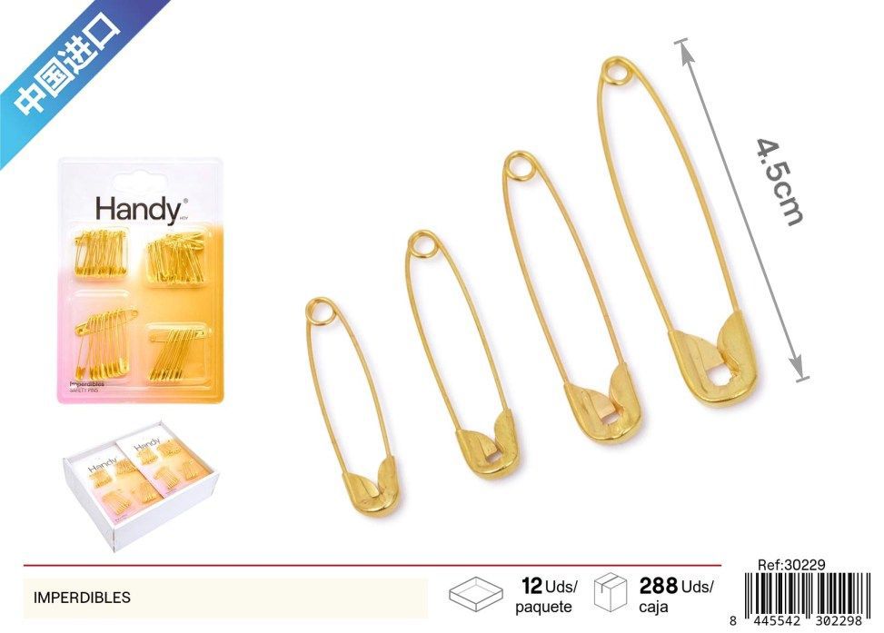 Imperdibles dorados - Accesorios de costura