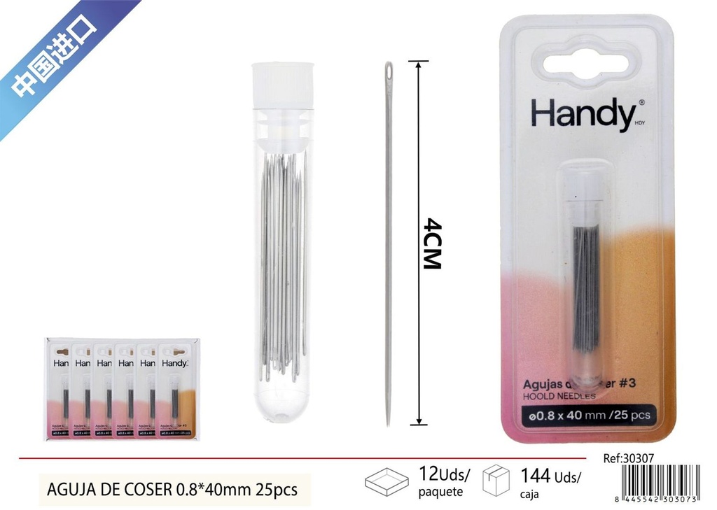Agujas de coser 3 0.8*40mm 25pcs - Accesorios de costura