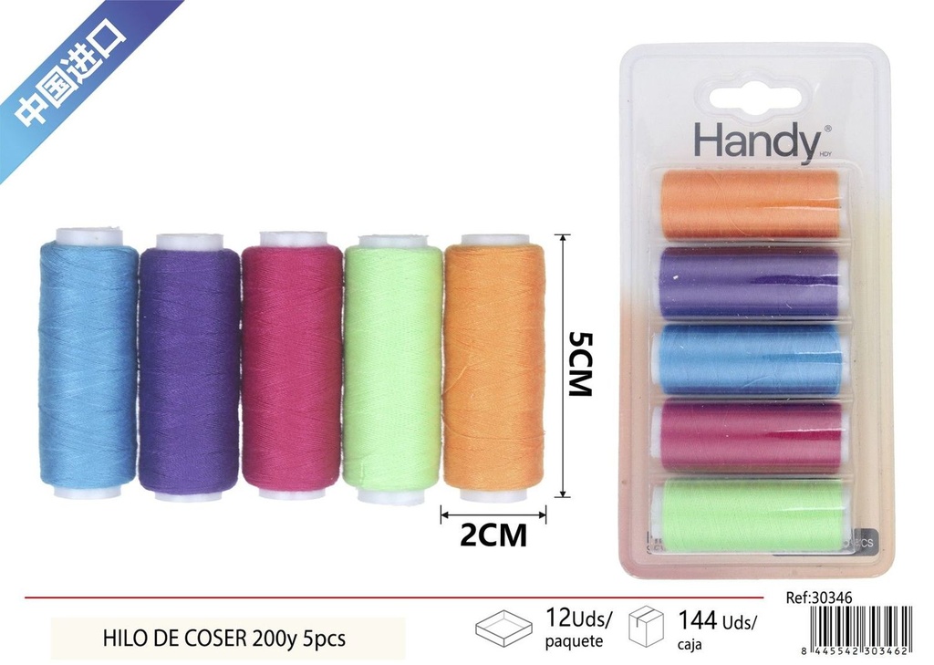 Hilo de coser 200 yardas 5 pcs - Accesorios de costura