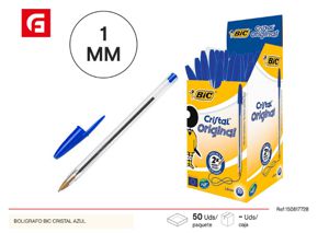 Bolígrafo BIC cristal azul - Suministros escolares