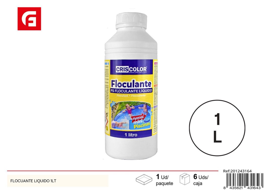 Floculante líquido para piscina 1 L - Productos químicos para mantenimiento de piscina