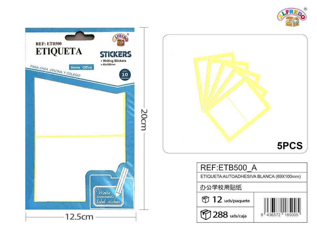 Etiqueta autoadhesiva blanca (69x100mm) 12,5x20cm - Etiquetas de oficina