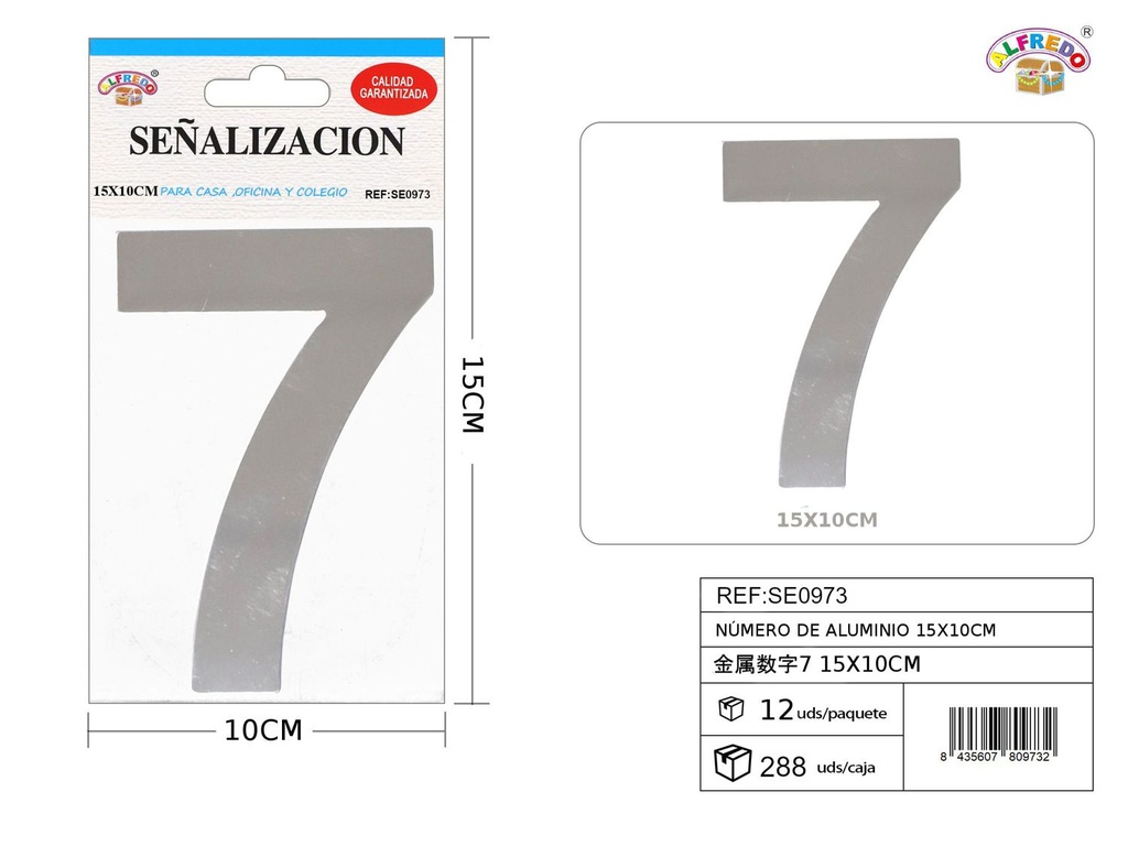 Señal de aluminio - Número 7 15x10cm - Señales metálicas