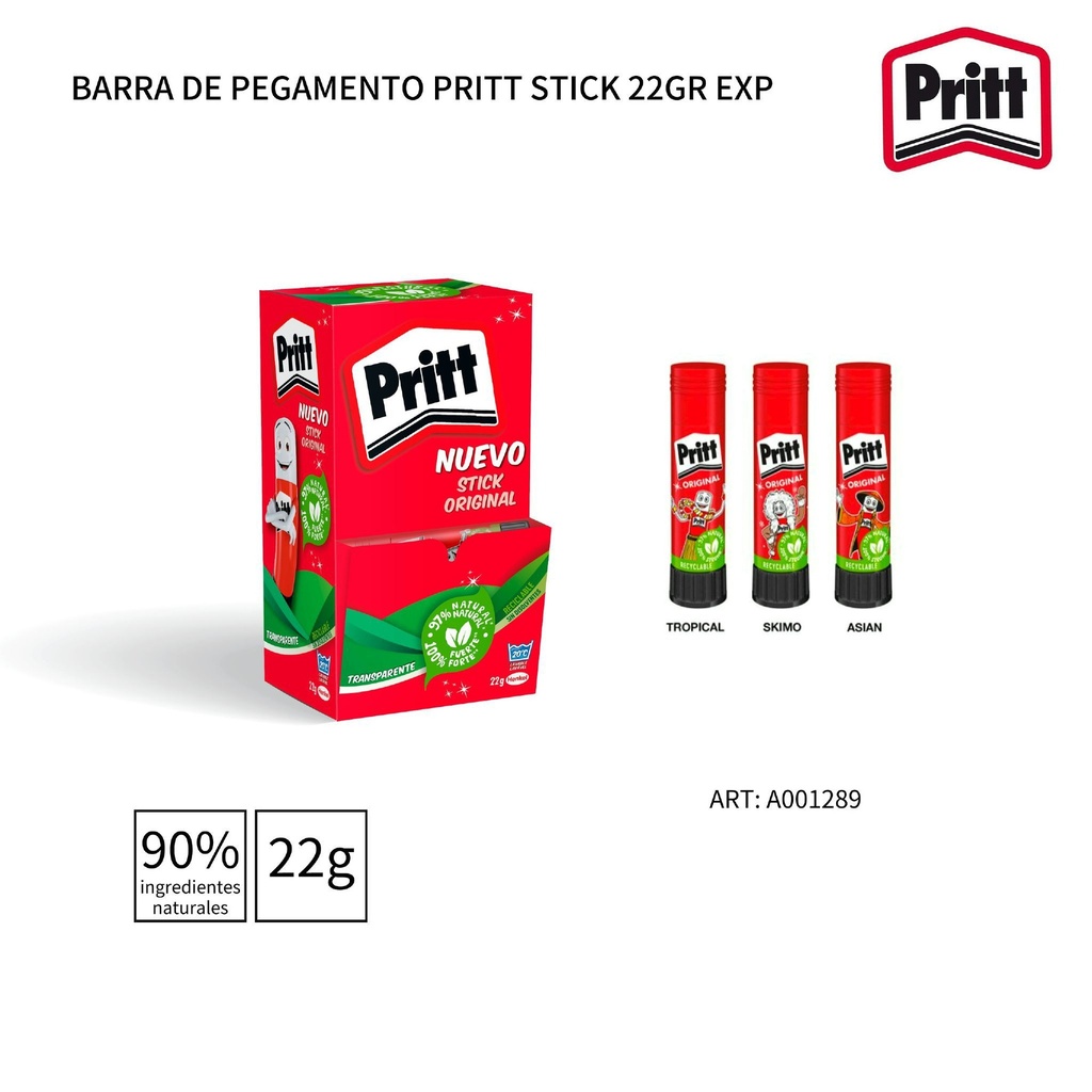 Barra de pegamento Pritt Stick 22 g - Adhesivos para manualidades
