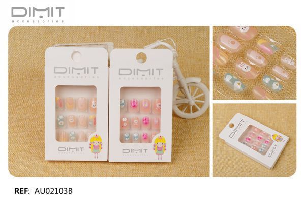 Unas postizas para niñas 12 unidades AU02103B - Uñas infantiles