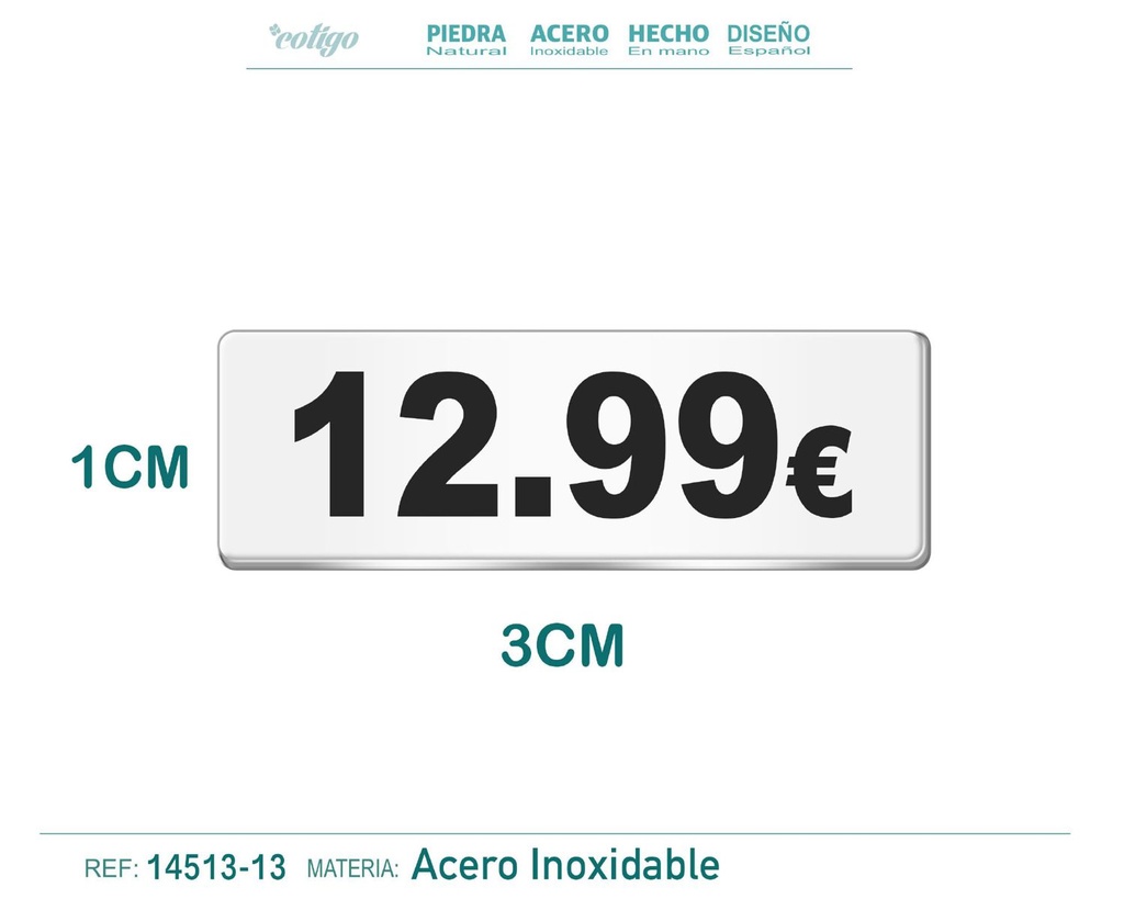 Placa de acero 1x3cm 12.99 - Accesorios para bisutería