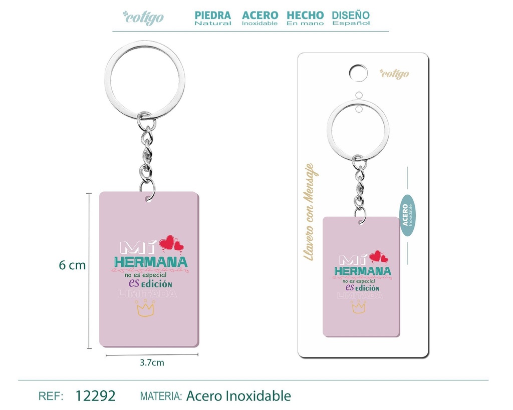 Llavero con mensaje colorido con accesorio de acero - Accesorios y llaveros