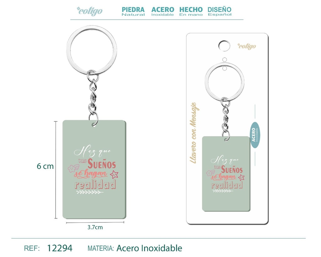 Llavero con mensaje colorido con accesorio de acero - Accesorios y llaveros