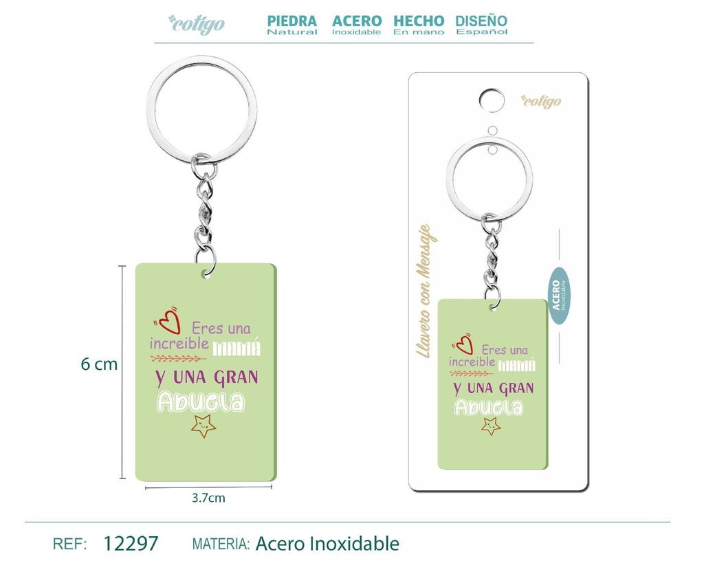 Llavero con mensaje colorido con accesorio de acero - Accesorios y llaveros