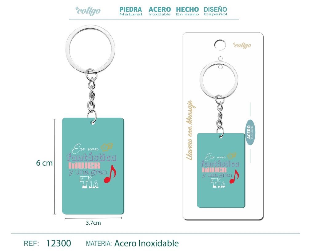 Llavero con mensaje y accesorio de acero - Accesorios personales y de regalo