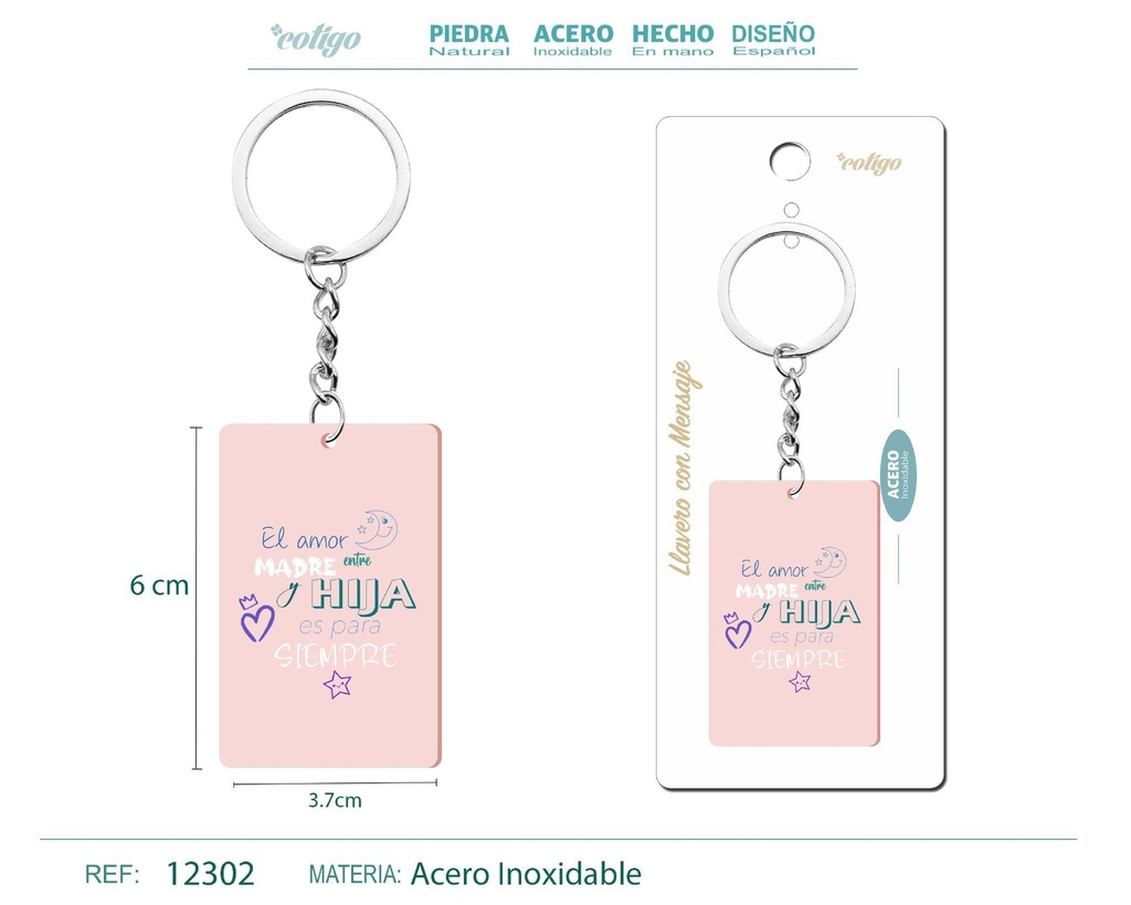 Llavero con mensaje colorido con accesorio de acero - Accesorios y llaveros