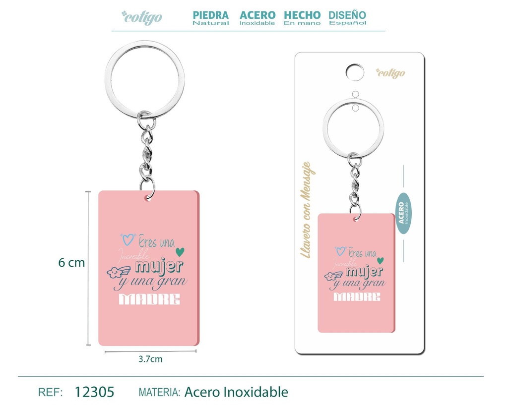 Llavero con mensaje y accesorio de acero - Accesorios personales y de regalo