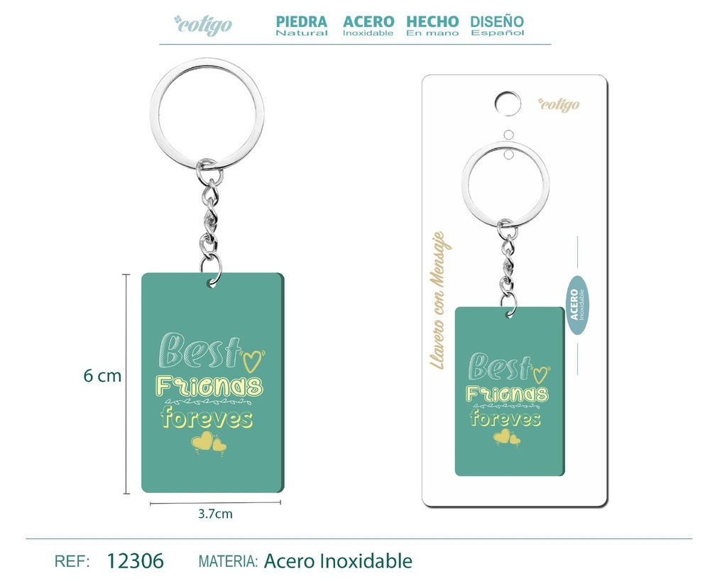 Llavero con mensaje colorido con accesorio de acero - Accesorios y llaveros