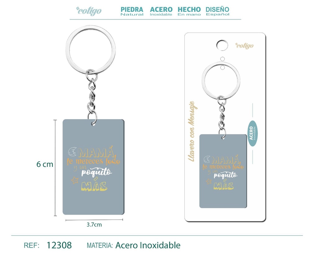 Llavero con mensaje y accesorio de acero - Accesorios personales y de regalo