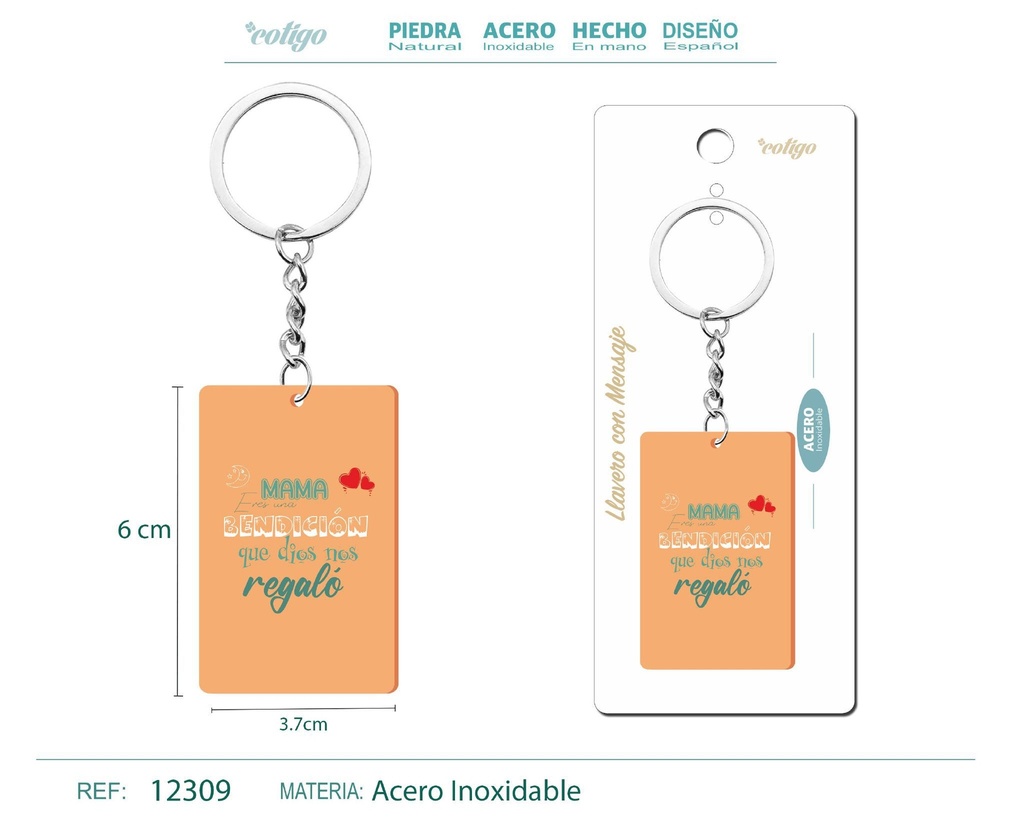 Llavero con mensaje y accesorio de acero - Accesorios personales y de regalo