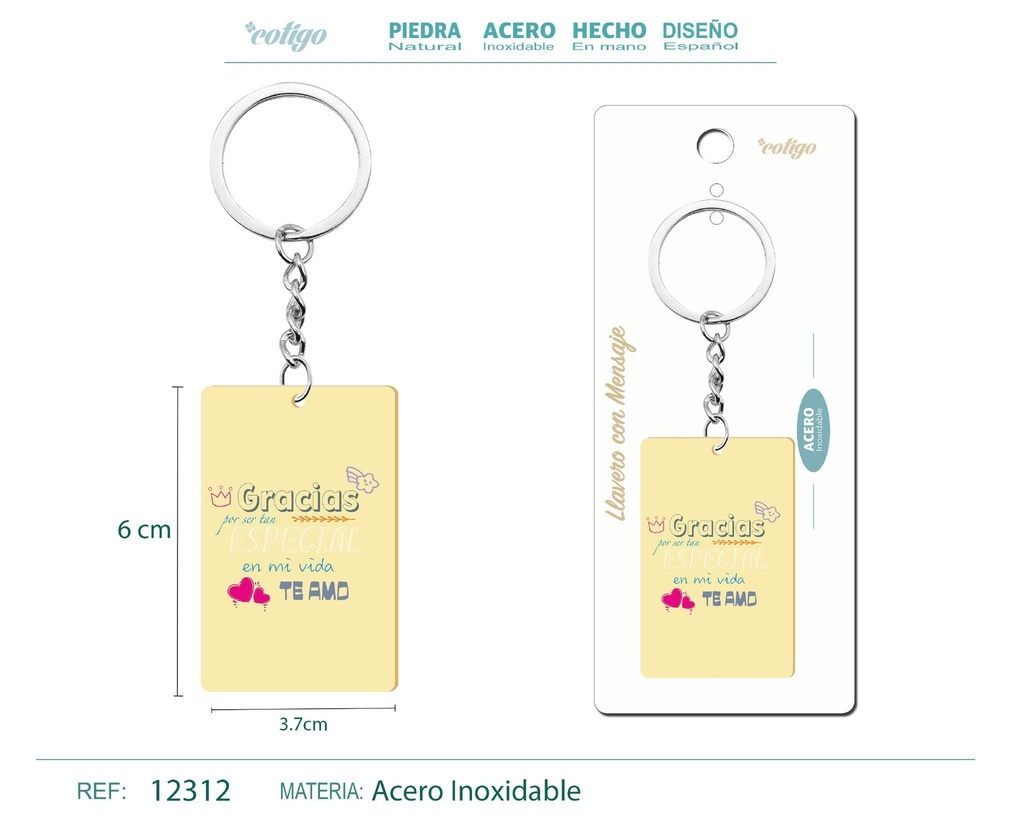 Llavero con mensaje y accesorio de acero - Accesorios personales y de regalo