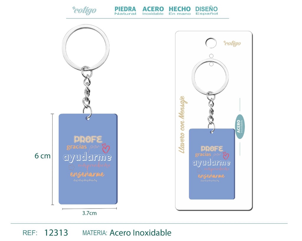 Llavero con mensaje colorido con accesorio de acero - Accesorios y llaveros