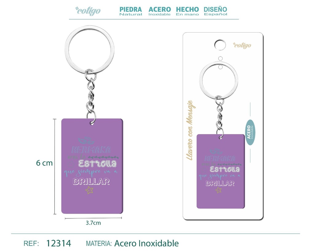 Llavero con mensaje colorido con accesorio de acero - Accesorios y llaveros