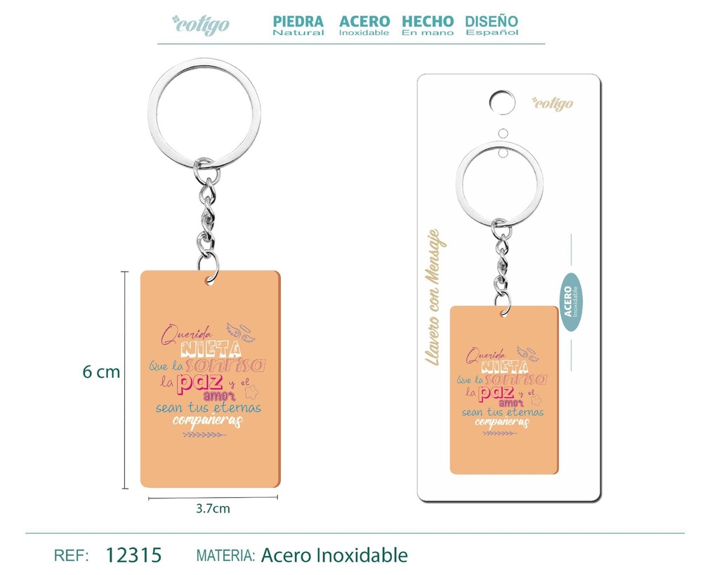 Llavero con mensaje y accesorio de acero - Accesorios personales y de regalo