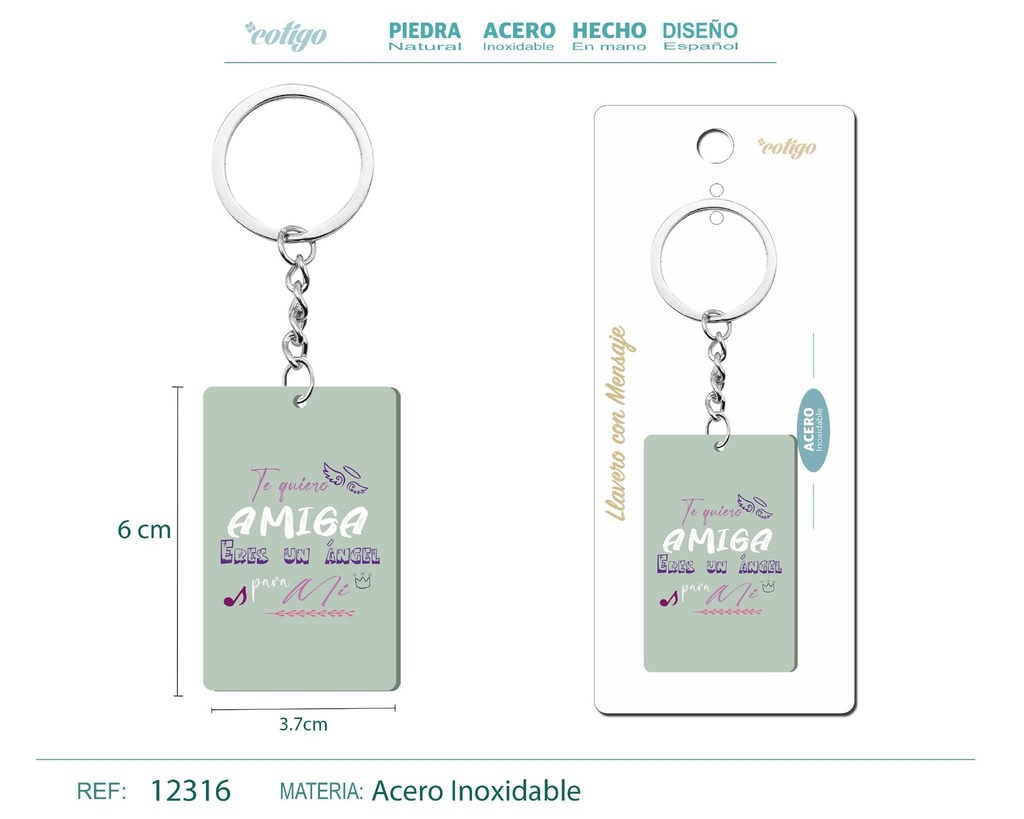 Llavero con mensaje colorido con accesorio de acero - Accesorios y llaveros