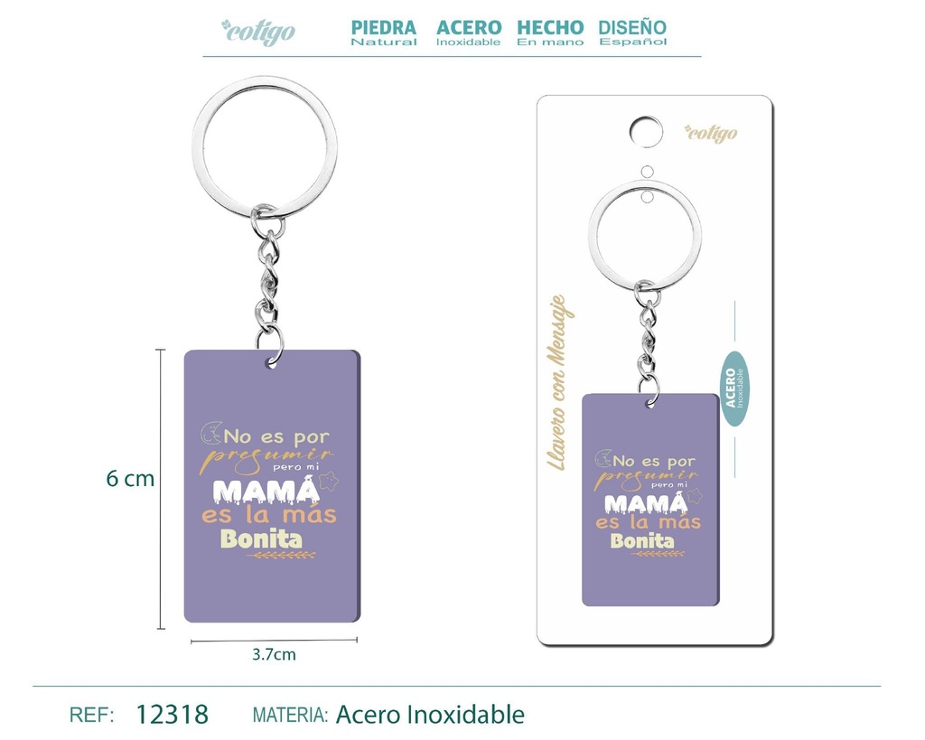 Llavero con mensaje colorido con accesorio de acero - Accesorios y llaveros