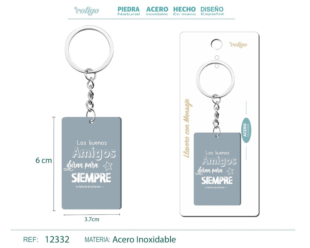 Llavero con mensaje colorido con accesorio de acero - Accesorios y llaveros