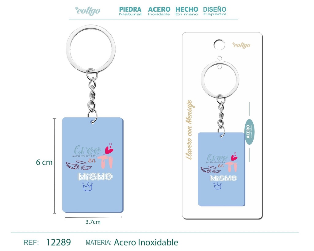 Llavero con mensaje colorido con accesorio de acero - Accesorios y llaveros