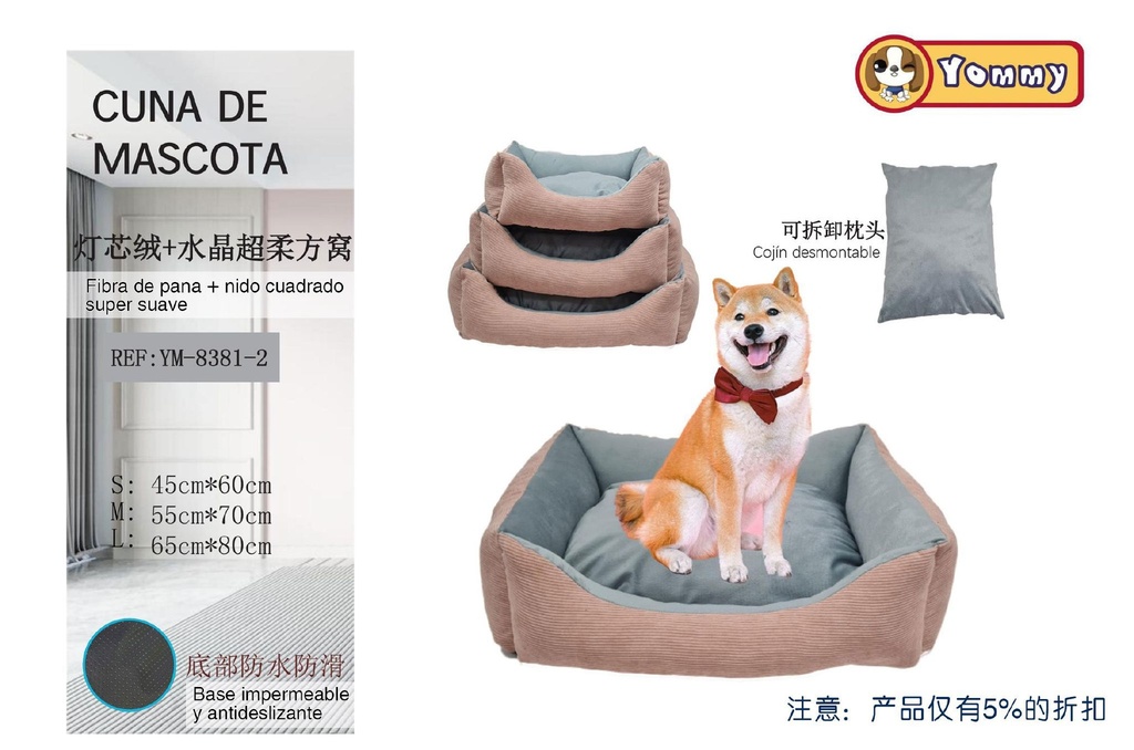 Cuna de perro de franela y pelaje rosa - Productos para mascotas, 3 piezas