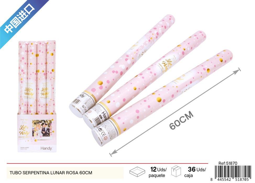 Tubo de serpentina rosa de puntos 60 cm - Artículos de fiesta