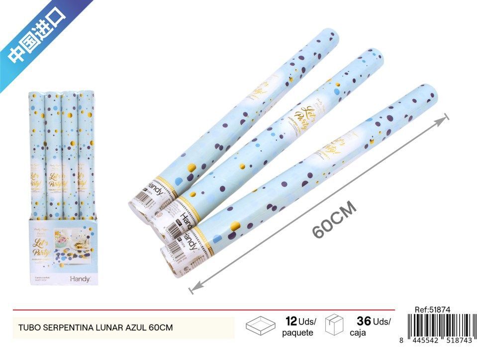 Tubo de serpentina azul de puntos 60 cm - Artículos de fiesta