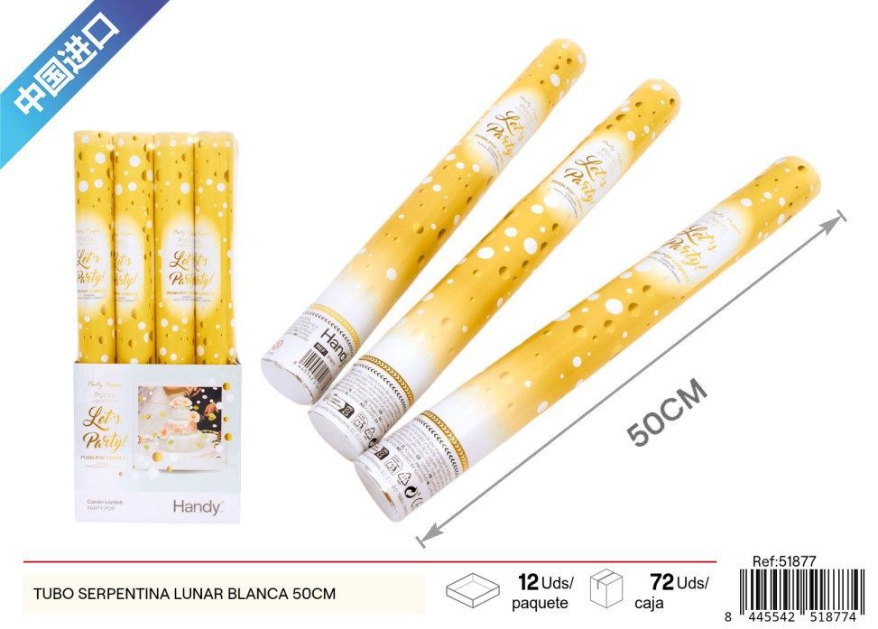 Tubo de serpentina blanca de puntos 50 cm - Artículos de fiesta
