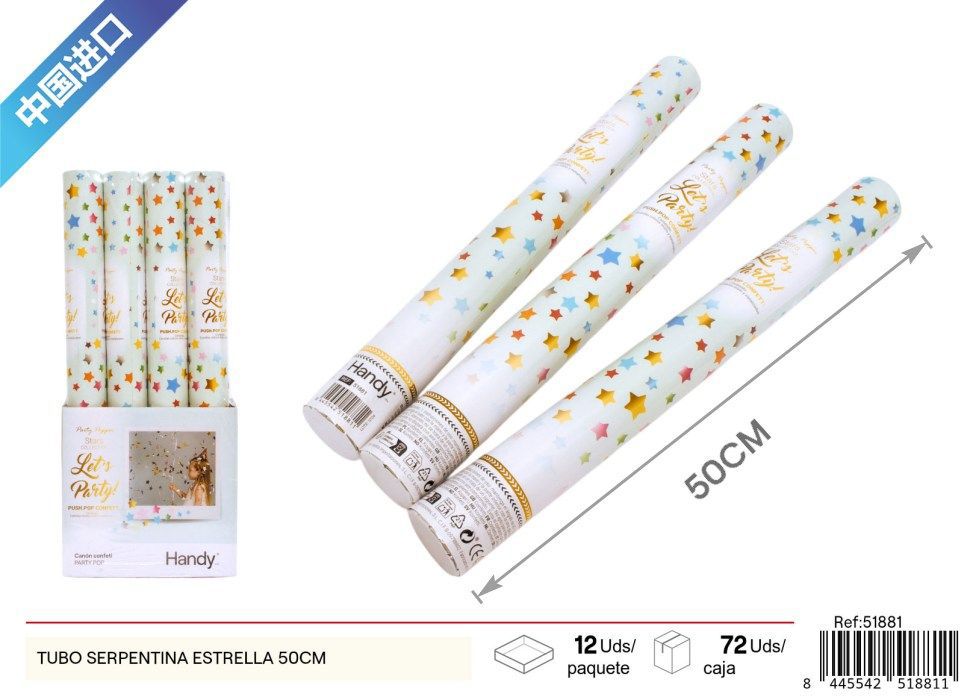 Tubo de serpentina estrellada 50 cm - Artículos de fiesta