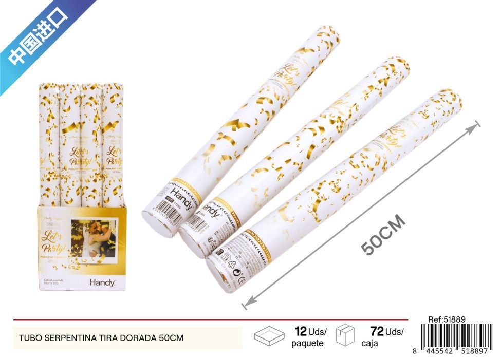 Tubo de serpentina dorada rectangular 50 cm - Artículos de fiesta