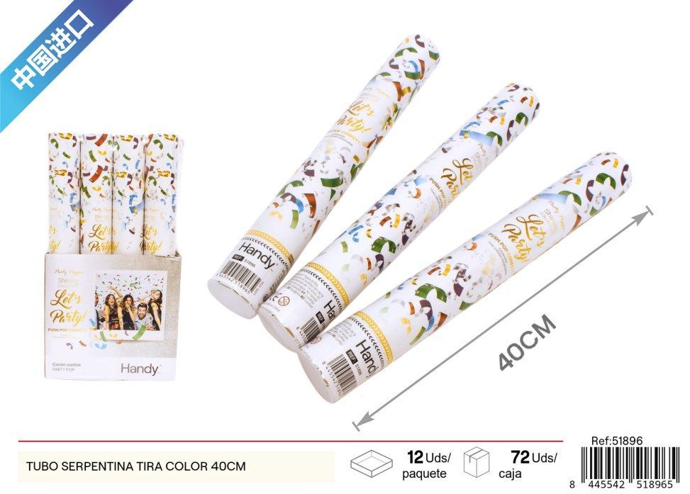 Tubo de serpentinas tira color 40 cm - Artículos de fiesta y celebraciones