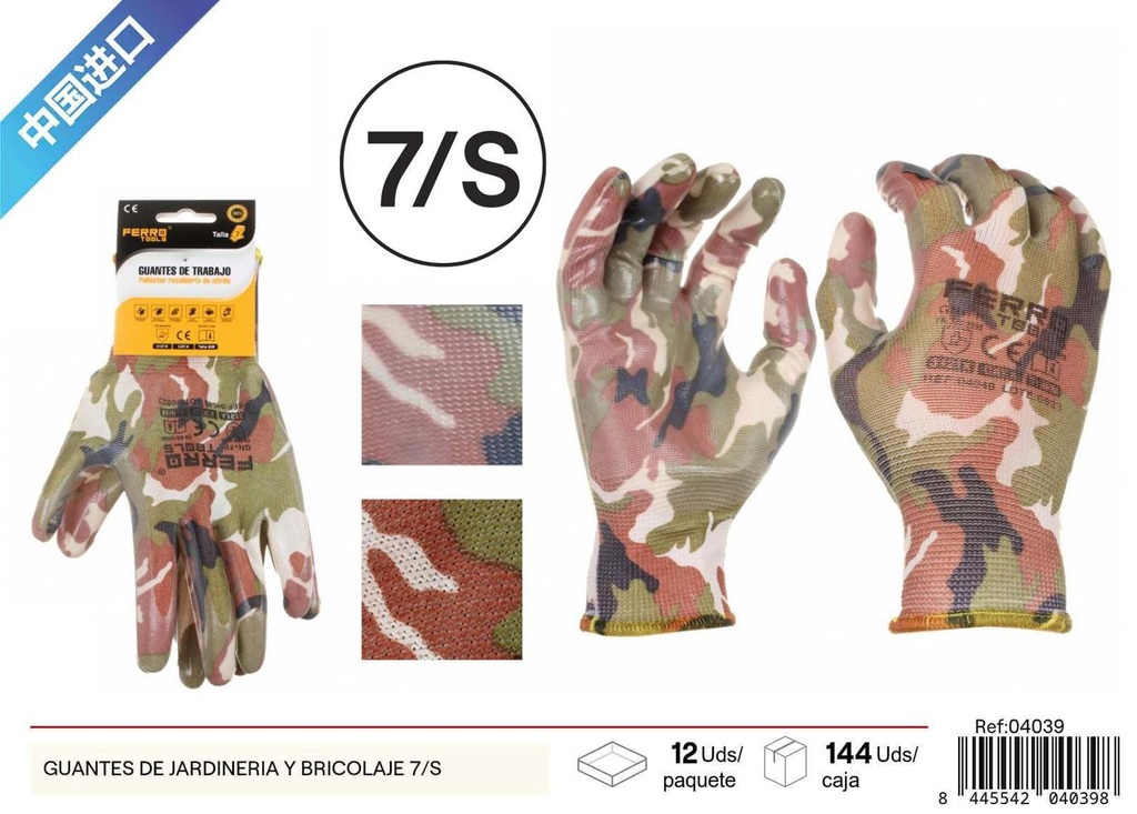 Guantes transparentes de 13 agujas de poliéster y nitrilo A+ 7/S - Guantes de trabajo