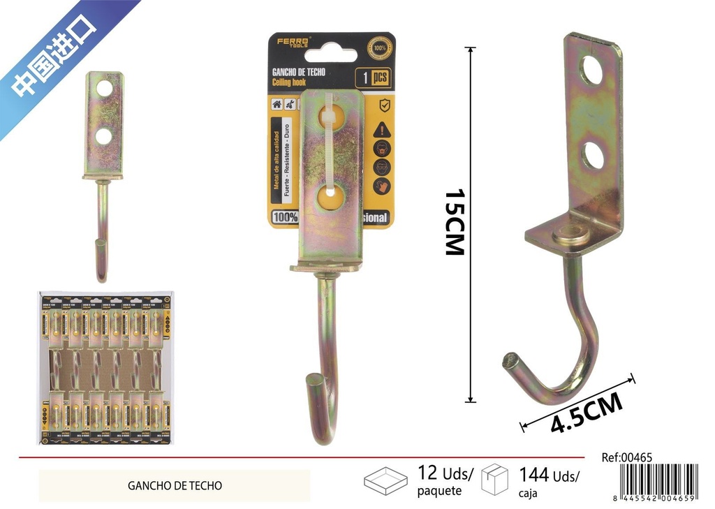 Gancho de techo recto, doble agujero - Accesorios de ferretería