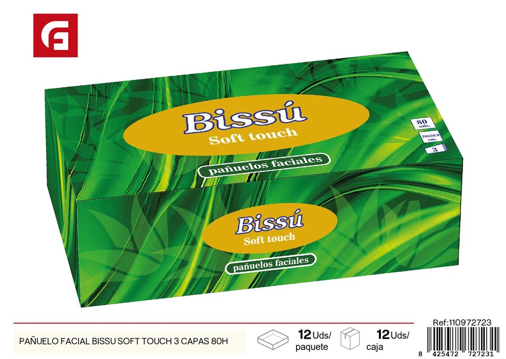 Pañuelo facial Bissu Soft Touch 3 capas 80 unidades - Papel higiénico