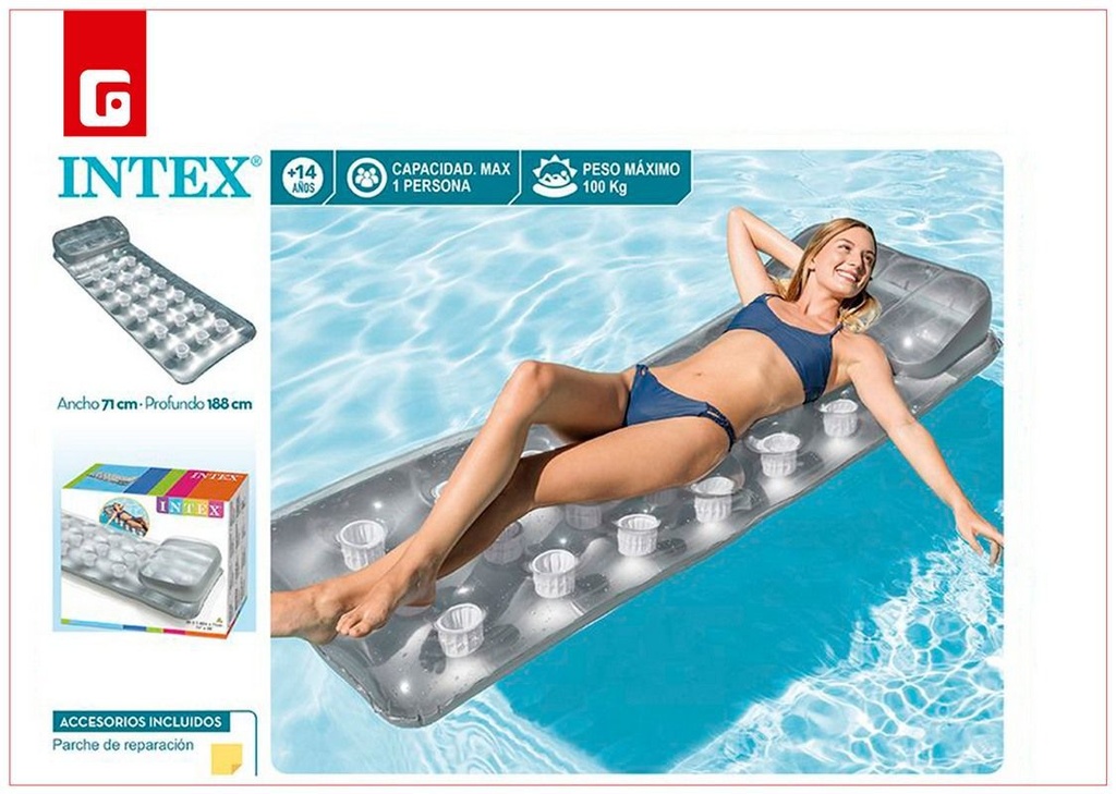 Colchoneta inflable con 18 vasos plateados - Flotadores y accesorios de verano