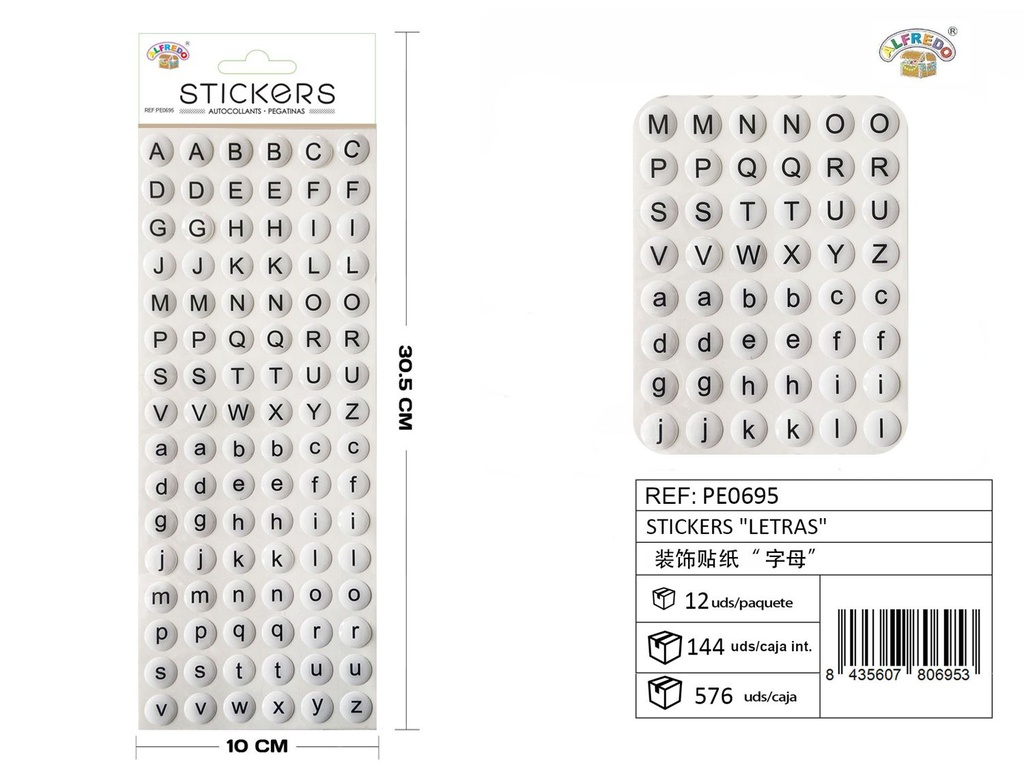 Stickers "Letras" 10 x 30,5 cm - Adhesivos decorativos y manualidades