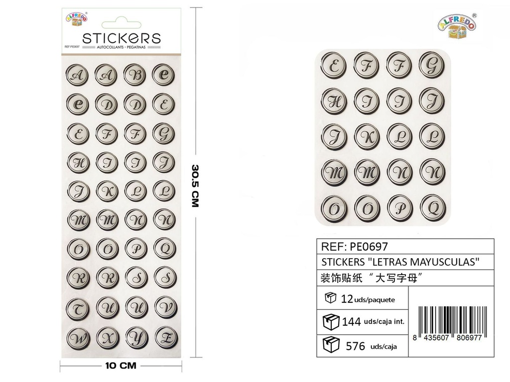 Stickers "Letras mayúsculas" 10 x 30,5 cm - Adhesivos decorativos y manualidades