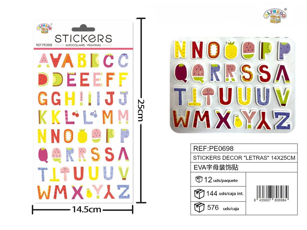 Stickers decor "Letras" 14 x 25 cm - Adhesivos decorativos y manualidades
