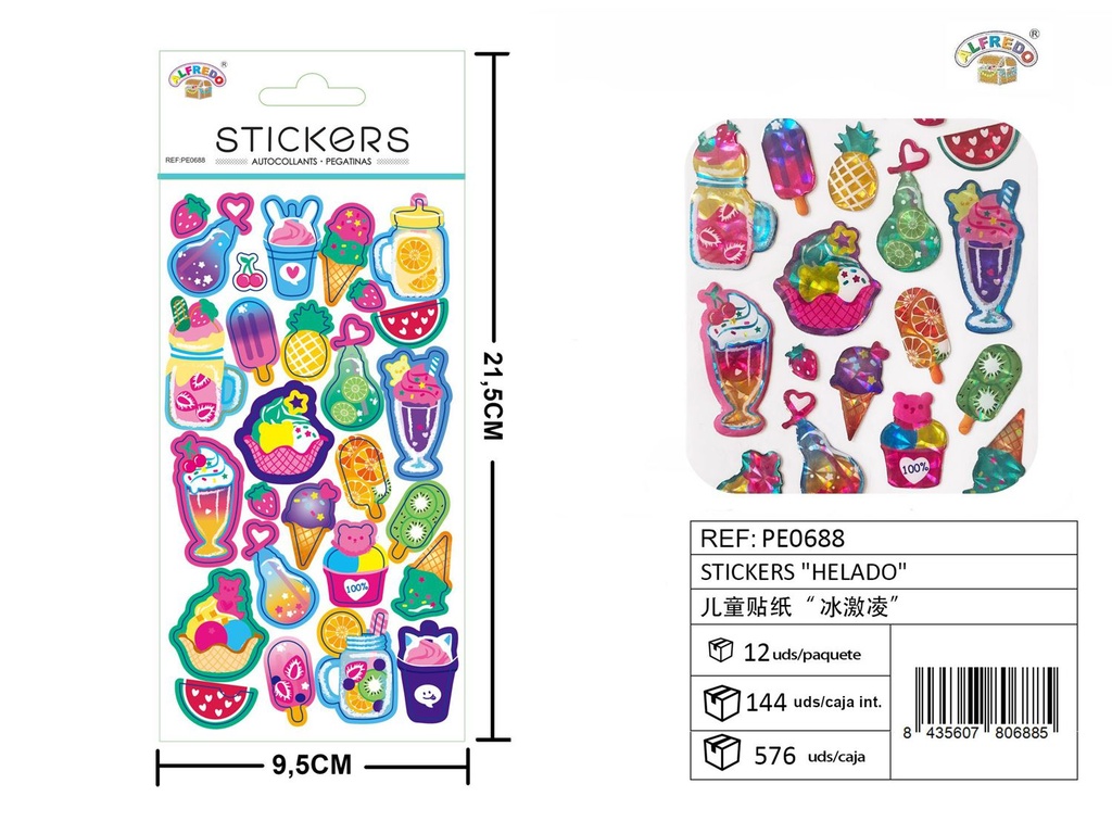 Stickers "Helado" 9,5 x 21,5 cm - Adhesivos decorativos y manualidades