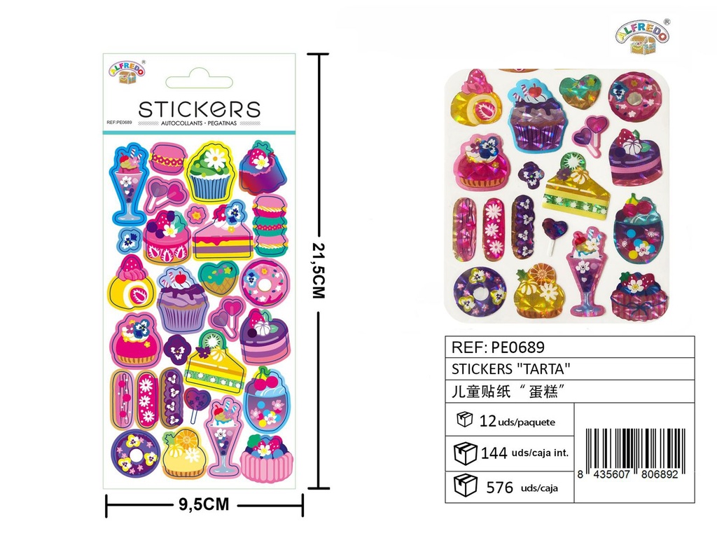 Stickers "Tarta" 9,5 x 21,5 cm - Adhesivos decorativos y manualidades