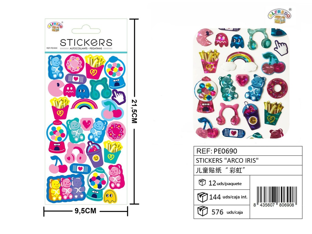 Stickers "Arco iris" 9,5 x 21,5 cm - Adhesivos decorativos y manualidades